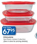 Arcuisine Red Plastic Lidded Collection-Each
