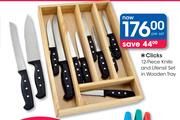Clicks 12-Piece Knife And Utensil Set In Wooden Tray-Per Set