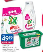Ariel Auto Washing Powder 2Kg, Liquid Detergent 1.5L Or 14 Power Capsules-Each