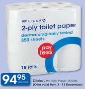 Clicks 2-Ply Toilet Paper 18 Rolls-Per Pack