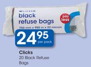 Clicks 20 Black Refuse Bags-Per Pack