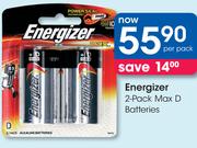 Energizer 2 Pack Max D Batteries-Per Pack