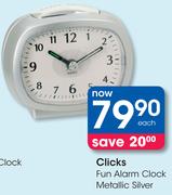 Clicks Fun Alarm Clock Metallic Silver-Each