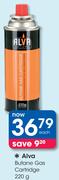 Alva Butane Gas Cartridge-220g Each