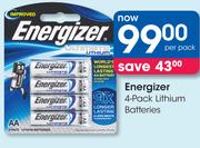 Energizer 4 Pack Lithium Batteries-Per Pack