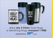 Clicks Travel Mugs Or Self Stirring Mugs-Each