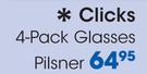 Clicks 4 Pack Glasses Pilsner-Per Pack