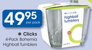 Clicks 4 Pack Bohemia Highball Tumblers-Per Pack