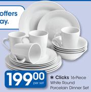 Clicks 16 Piece White Round Porcelain Dinner Set-Per Set