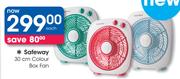 Safeway 30cm Colour Box Fan-Each