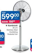 Kambrook 40cm Stainless Steel Oscillating Pedestal Fan