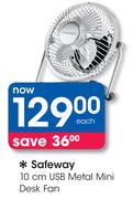 Safeway 10cm USB Metal Mini Desk Fan