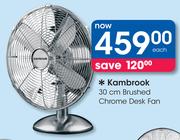 Kambrook 30cm Brushed Chrome Desk Fan