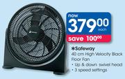 Safeway 40cm High Velocity Black Floor Fan