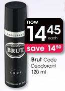 Brut Code Deodorant-120ml Each