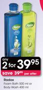 Radox Foam Bath-500ml Or Body Wash-400ml-2's