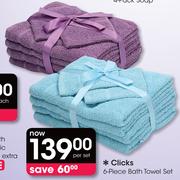Clicks 6 Piece Bath Towel Set-Per Set