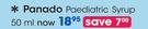 Panado Paediatric Syrup-50ml Each