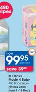 Clicks Made 4 Baby 480 Baby Wipes-Per Pack