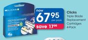 Clicks Triple Blade Replacement Cartridges 4 Pack-Per Pack