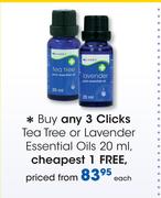 Clicks Tea Tree Or Lavender Essential Oils-20ml