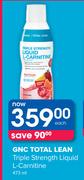 GNC Total Lean Triple Strength Liquid L-Carnitine-473ml Each