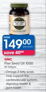 GNC Flax Seed Oil 1000 90 Softgels-Per pack