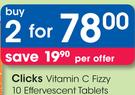 Clicks Vitamin C Fizzy 10 Effervescent Tablets-For 2
