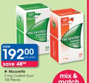 Nicorette 2mg Coated Gum 105 Pieces-Per Pack