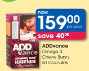 ADDvance Omega 3 Chewy Bursts 60 Capsules-Per Pack