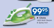Clicks 1400 Watt Steam & Spray Iron-Each