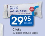 Clicks 20 Black Refuse Bags-Per Pack
