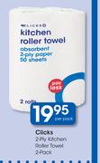 Clicks 2 Ply Kitchen Roller Towel 2 Pack-Per Pack