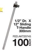 Tomihawk 1/2" Dr x 12" Sliding T-Handle 300mm Handle-Each