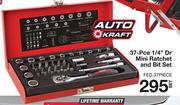 Auto Kraft 37 Pcs 1/4" Dr Mini Ratchet And Bit Set-Per Set
