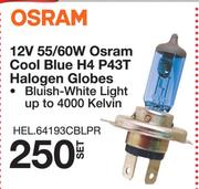 Osram 12V 55/60W Cool Blue H4 P43T Halogen Globes-Per Set