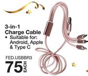 3 In 1 Charge Cable Suitable For Android,Apple & Type C-Each