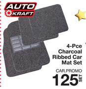 Auto Kraft 4 Pcs Charcoal Ribbed Car Mat Set-Per Set