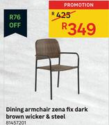 Zena Fix Dark Brown Wicker & Steel Dining Armchair