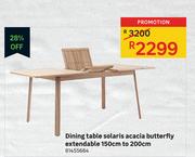 Acacia Butterfly Extendable Solaris 150cm To 200cm Dining Table
