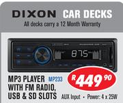 Dixon Car Decks MP3 Player With FM Radio,USB And SD Slots MP233