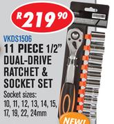Dixon 11 Piece 1/2" Dual Drive Ratchet And Socket Set