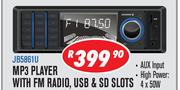 Jebson Car Decks MP3 Player With FM Radio,USB And SD Slots JB5861U