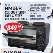 Amber 26Ltr Countertop Oven And Stove With 2 Solid Hot Plates KHT28