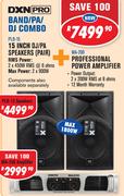 DXN Pro 15" DJ/PA Speakers Pair PLB-15+ Professional Power Amplifier MA-200