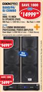 DXN Pro Dual 15" DJ Speakers Pair PW215+ 2x1200W Bridgeable Professional Power Amplifier DH7000