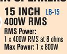 Dixon Bass Bin Speakers 15 Inch 400W RMS LB-15