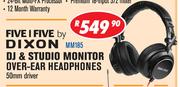 Five I Five By Dixon DJ And Studio Monitor Over Ear Headphones 50mm Driver MM185