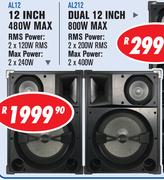 Dixon Stereo Speakers 12 Inch 480W Max AL12