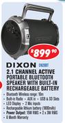 Dixon 2.1 Channel Active Portable Bluetooth Speaker With Built In Rechargeable Battery DN28BT